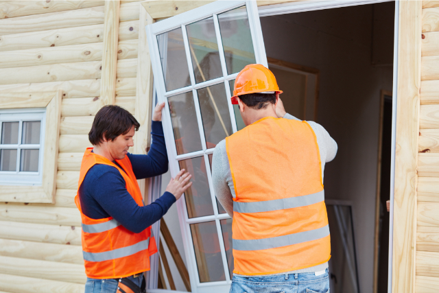 Two Window Fitters Installing New Glaziery